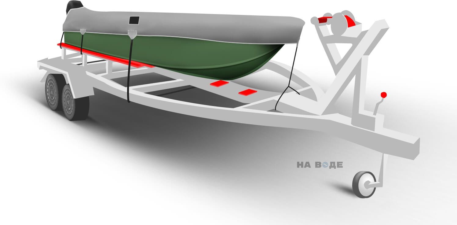 Транспортировочный тент на лодку Тактика 370 комплектация C кулисой для мотора - фото 1