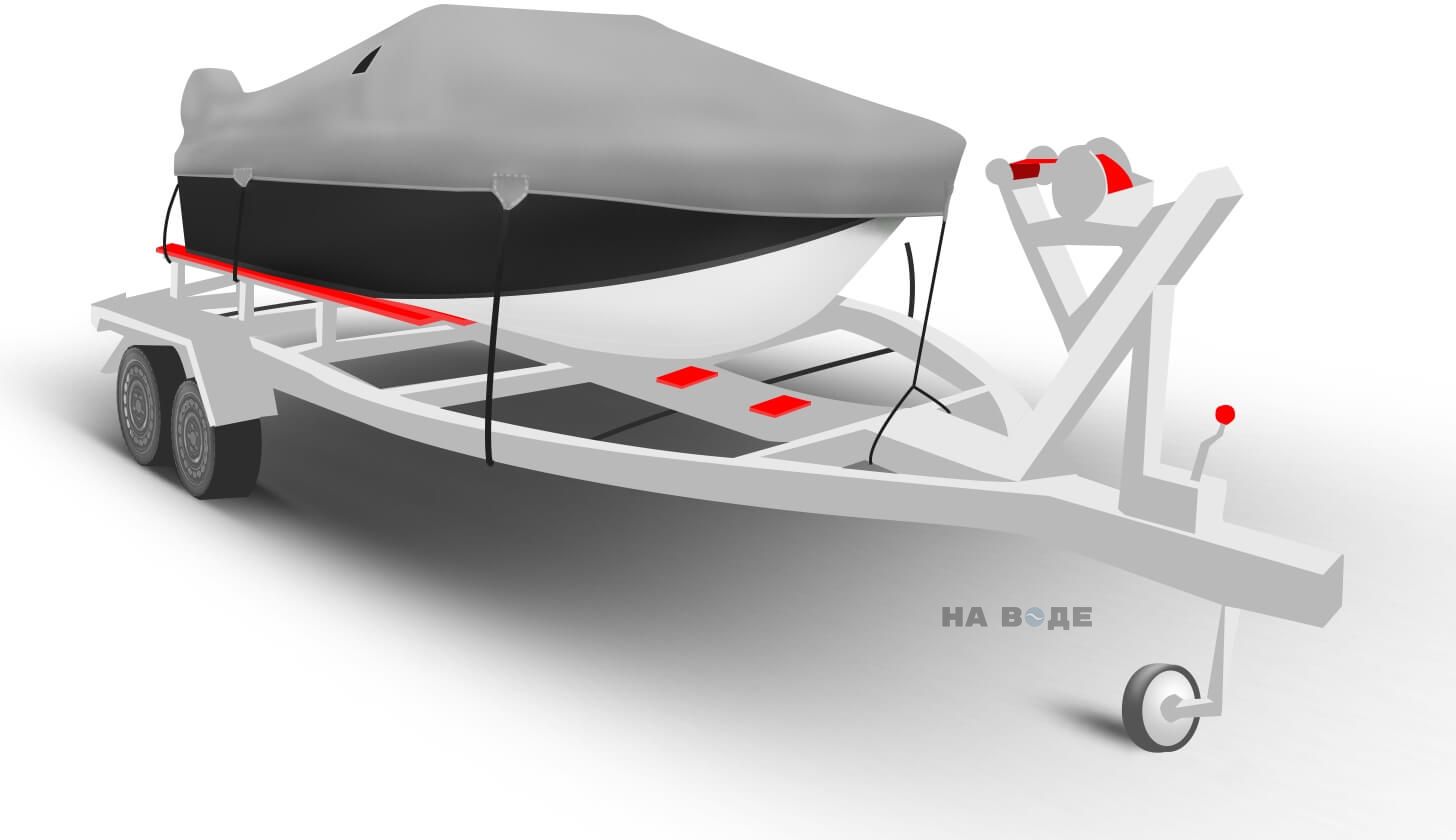 Транспортировочный тент на лодку Казанка-5М2 комплектация C накрытием мотора - фото 1