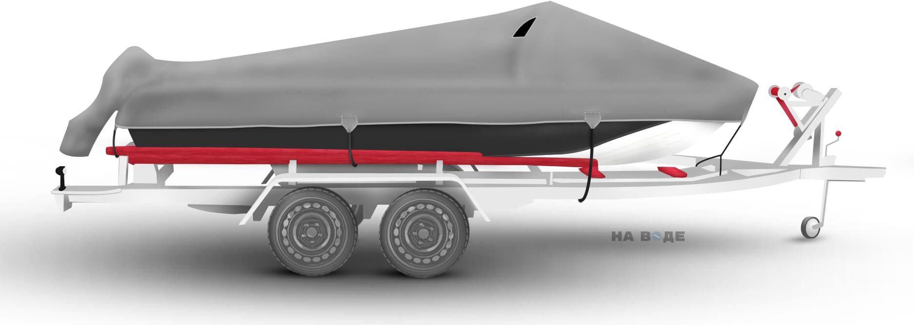 Транспортировочный тент на лодку Казанка-5М2 комплектация C накрытием мотора - фото 3